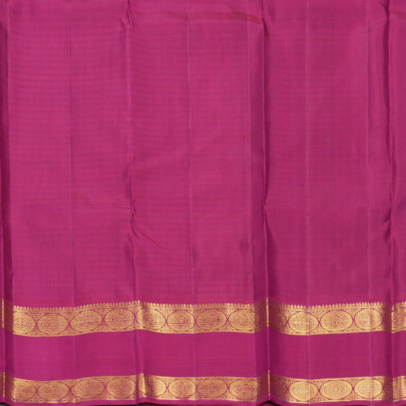 Hayagrivas Handloom Green &amp; Yellow Checks Kanjivaram Silk Saree with Deep Pink Border KBF405F6-1
