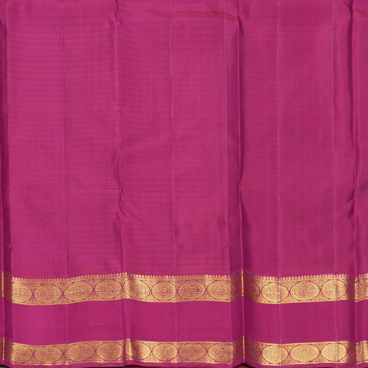 Hayagrivas Handloom Green &amp; Yellow Checks Kanjivaram Silk Saree with Deep Pink Border KBF405F6-1