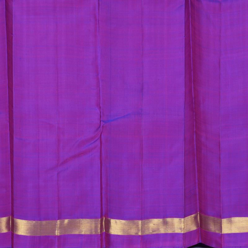 Hayagrivas Handloom Orangish-Pink Kanjivaram Silk Saree with Purple Border KBF406F1-1