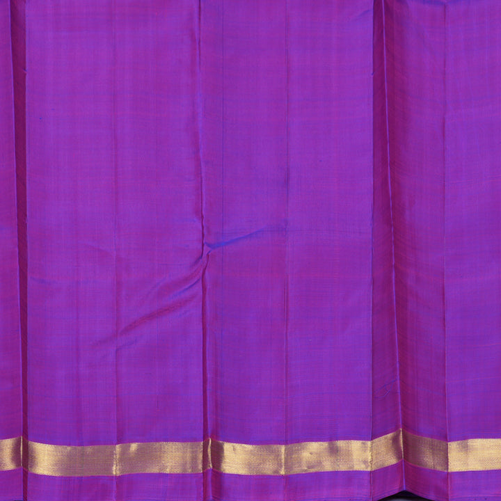 Hayagrivas Handloom Orangish-Pink Kanjivaram Silk Saree with Purple Border KBF406F1-1