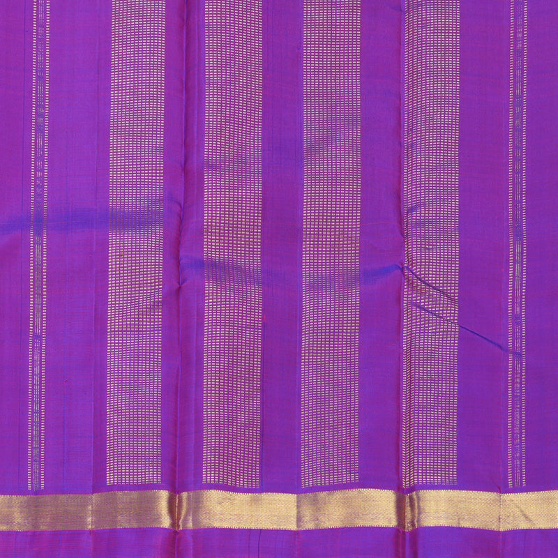 Hayagrivas Handloom Orangish-Pink Kanjivaram Silk Saree with Purple Border KBF406F1-1