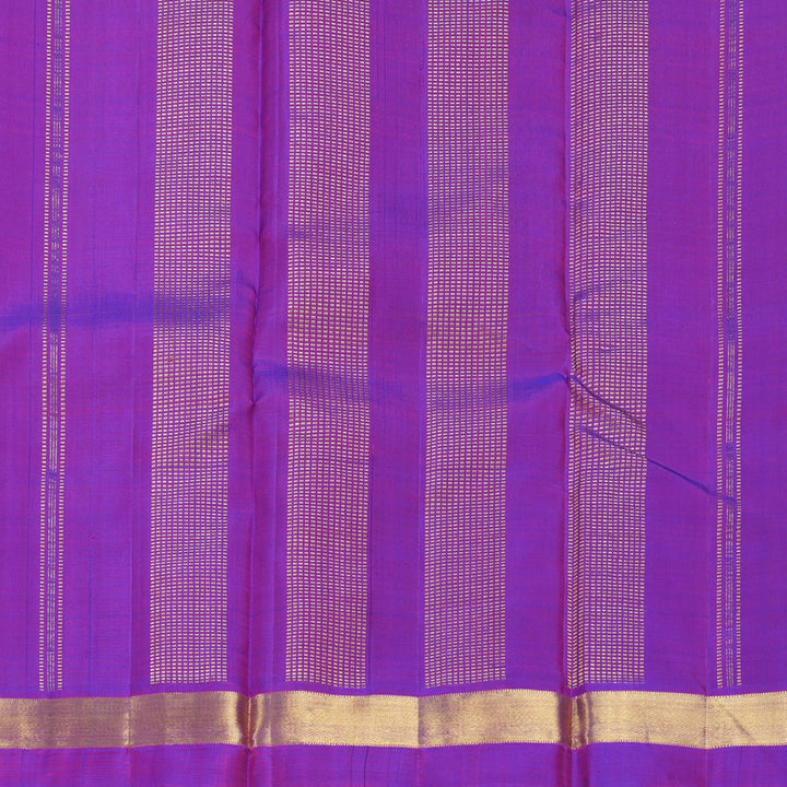 Hayagrivas Handloom Orangish-Pink Kanjivaram Silk Saree with Purple Border KBF406F1-1