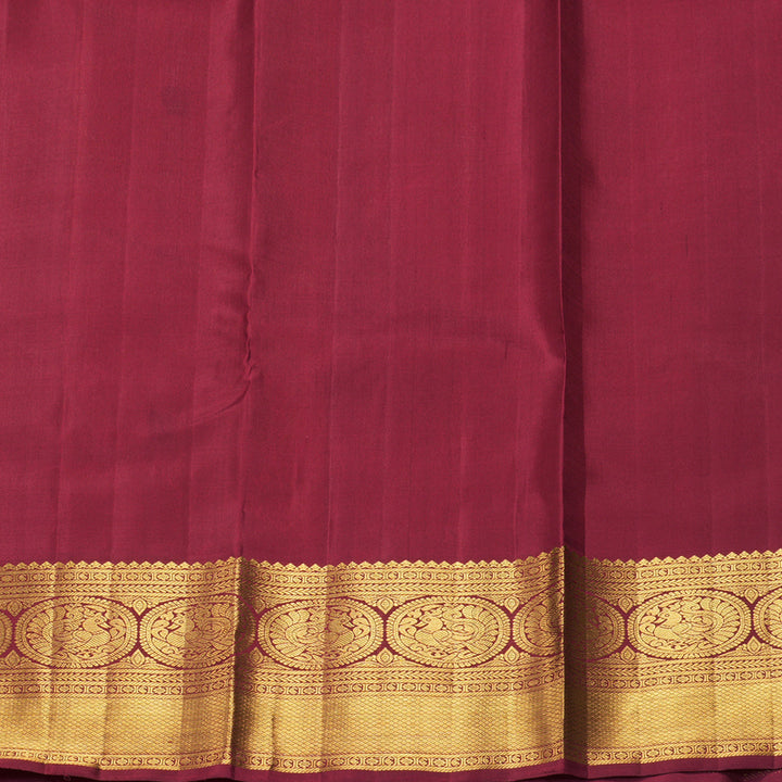 Hayagrivas Handloom Half-White Kanjivaram Silk Saree with Maroon Border KBF406F11-2