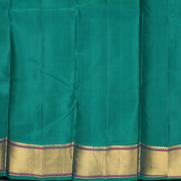 Hayagrivas Handloom Half-White Kanjivaram Silk Saree with Green Border KBF406F11-3
