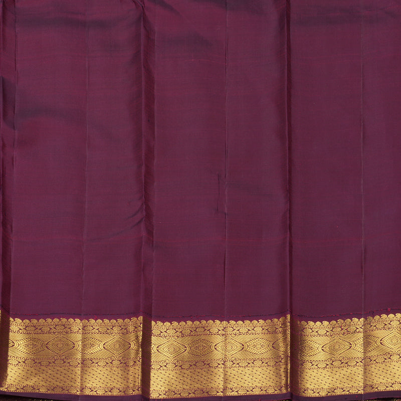 Hayagrivas Handloom Half-White Kanjivaram Silk Saree with Wine Purple Border KBF406F11-4
