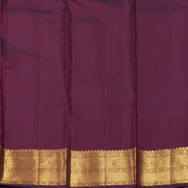 Hayagrivas Handloom Half-White Kanjivaram Silk Saree with Wine Purple Border KBF406F11-4