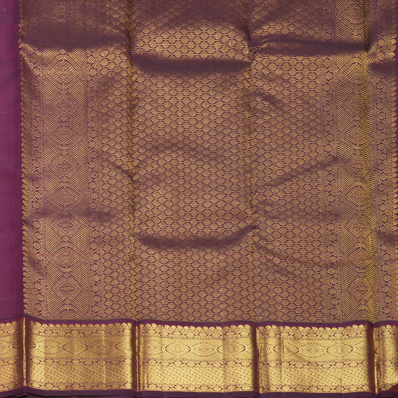 Hayagrivas Handloom Half-White Kanjivaram Silk Saree with Wine Purple Border KBF406F11-4