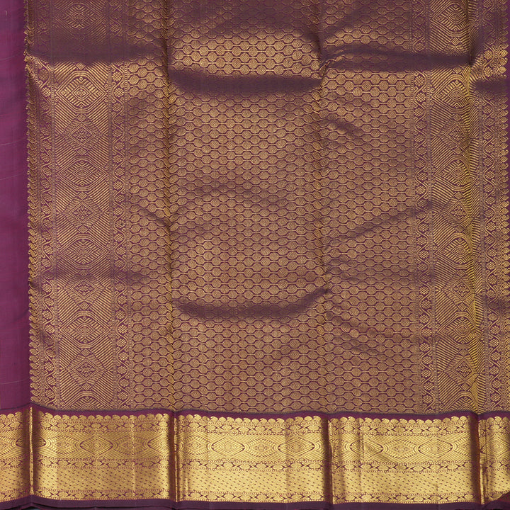 Hayagrivas Handloom Half-White Kanjivaram Silk Saree with Wine Purple Border KBF406F11-4