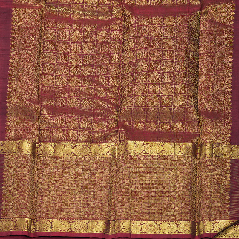 Hayagrivas Handloom Black Kanjivaram Silk Saree with Maroon Border KBF406F8-2