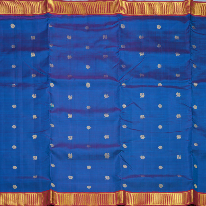 Hayagrivas Handloom Peacock Blue Ten Yards Silk Saree KBF407F12-1