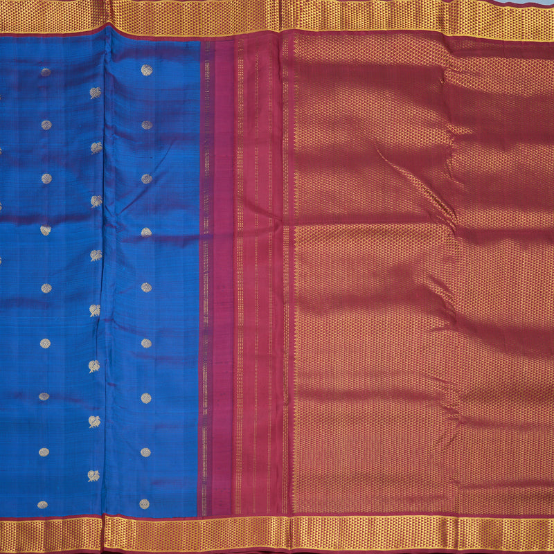 Hayagrivas Handloom Peacock Blue Ten Yards Silk Saree KBF407F12-1