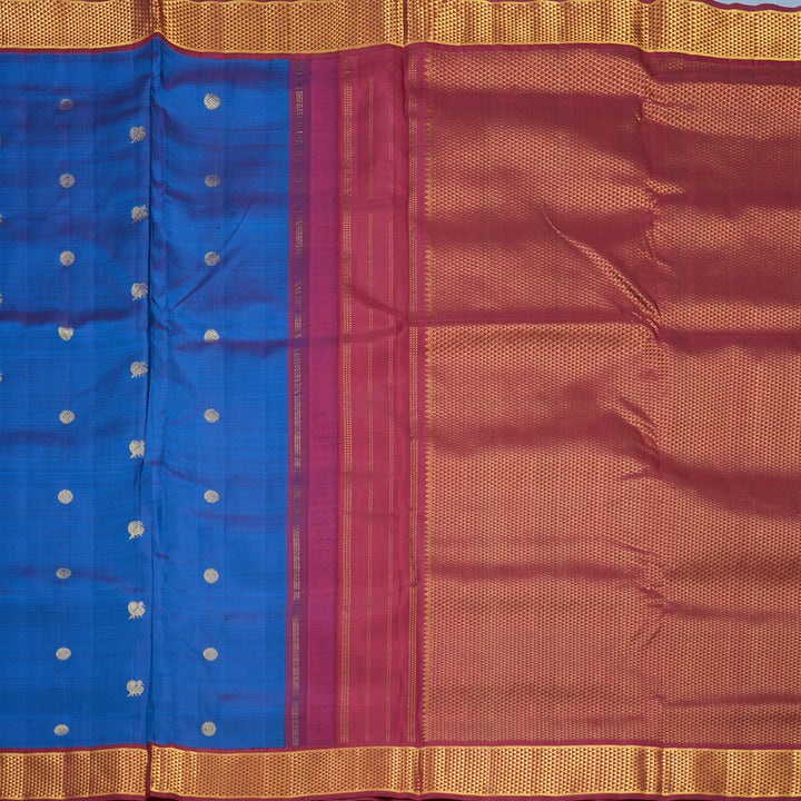 Hayagrivas Handloom Peacock Blue Ten Yards Silk Saree KBF407F12-1