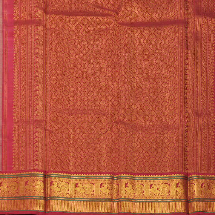 Hayagrivas Handloom Pista Green Kanjivaram Silk Saree with Red Border KBF407F4-1