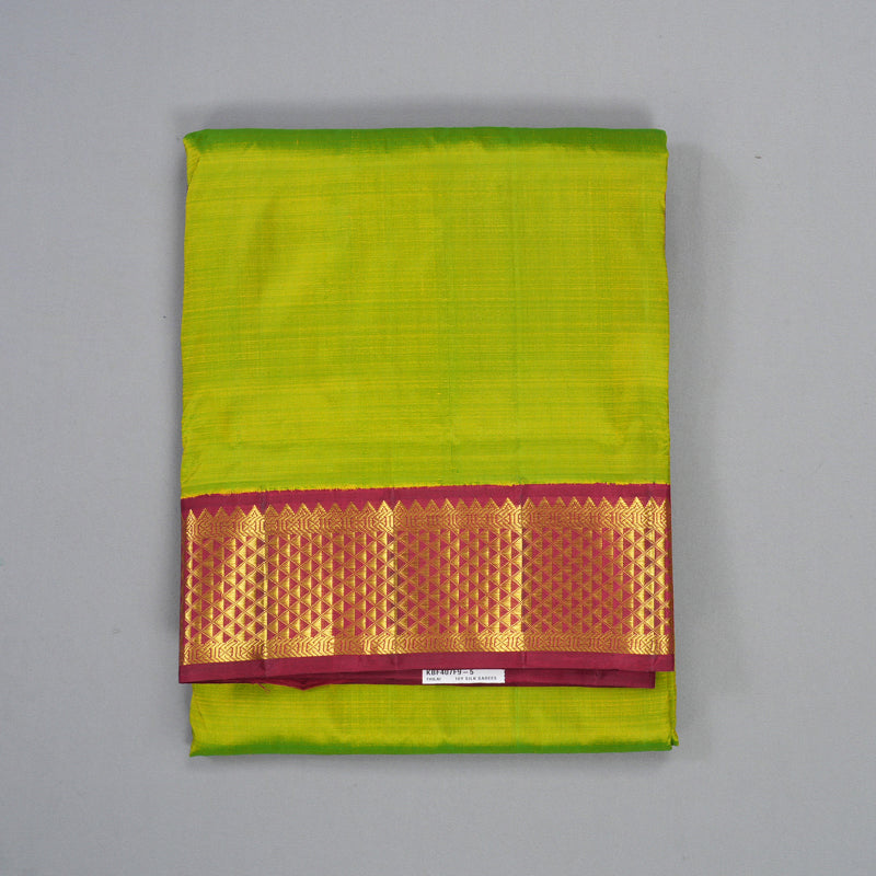Hayagrivas Handloom Fluorescent Green Ten Yards Silk Saree KBF407F9-5