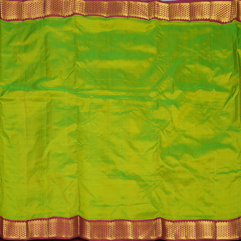 Hayagrivas Handloom Fluorescent Green Ten Yards Silk Saree KBF407F9-5