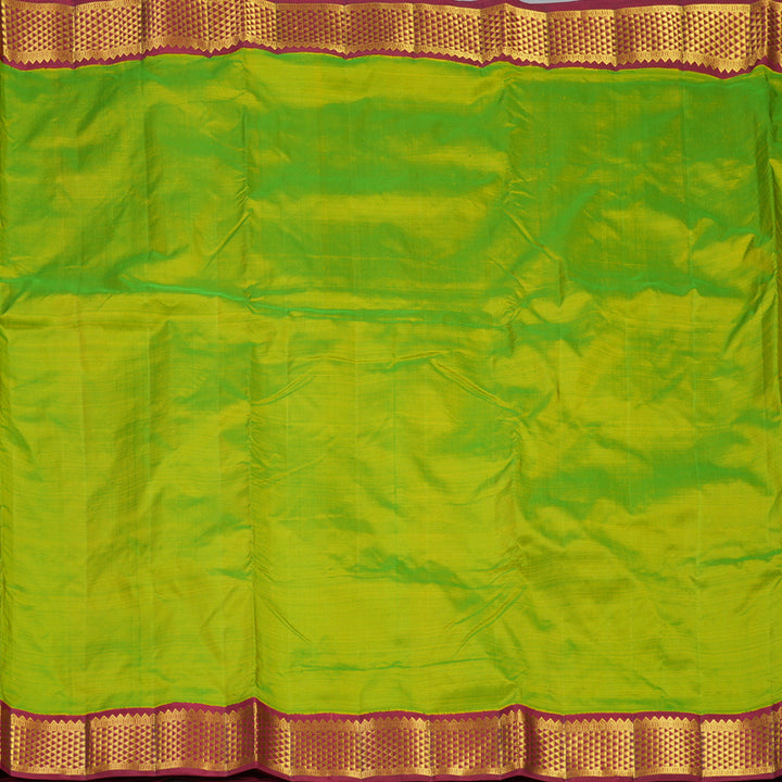 Hayagrivas Handloom Fluorescent Green Ten Yards Silk Saree KBF407F9-5