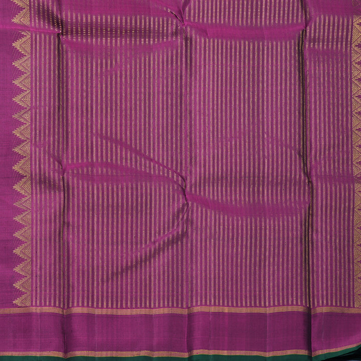 Hayagrivas Handloom Bottle Green Kanjivaram Silk Saree with Purple Border KBF408F2-1