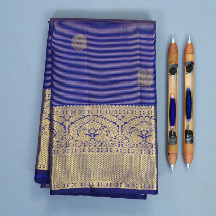 Hayagrivas Handloom MS Blue Kanjivaram Silk Saree KBF408F6-1