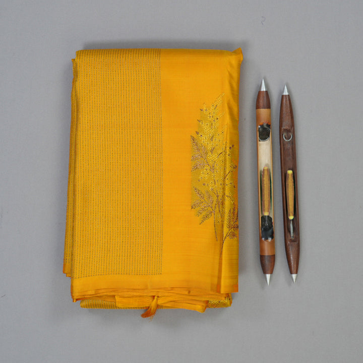 Hayagrivas Handloom Turmeric Yellow Kanjivaram Silk Saree KBF40D3-1