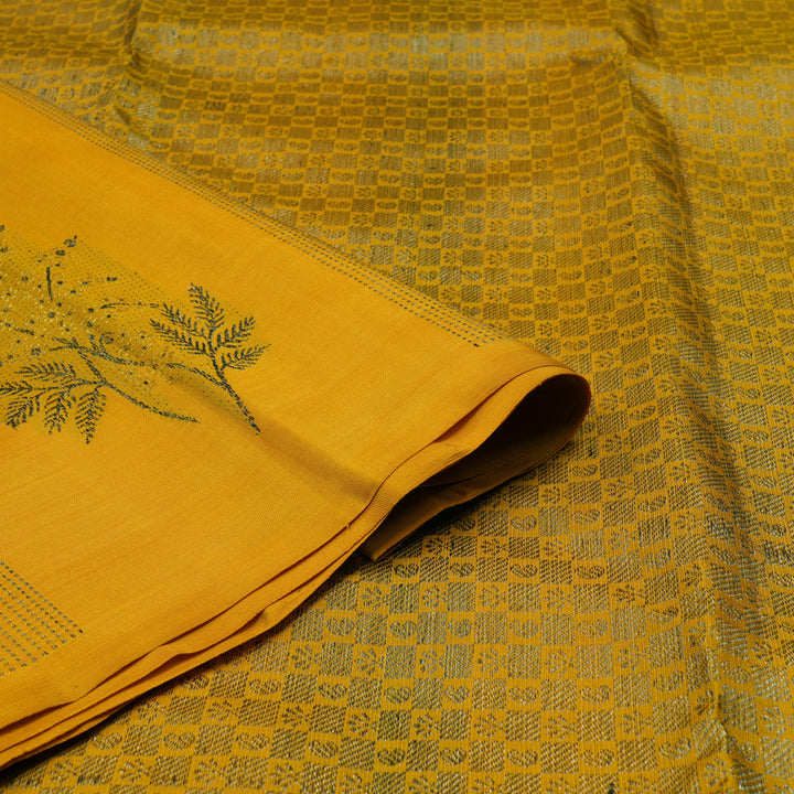 Hayagrivas Handloom Turmeric Yellow Kanjivaram Silk Saree KBF40D3-1