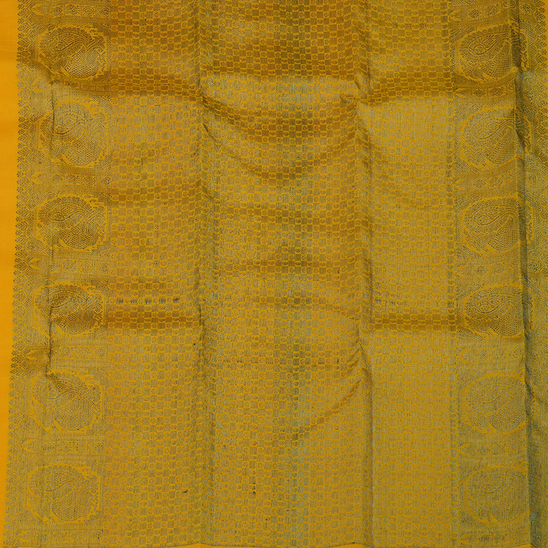 Hayagrivas Handloom Turmeric Yellow Kanjivaram Silk Saree KBF40D3-1