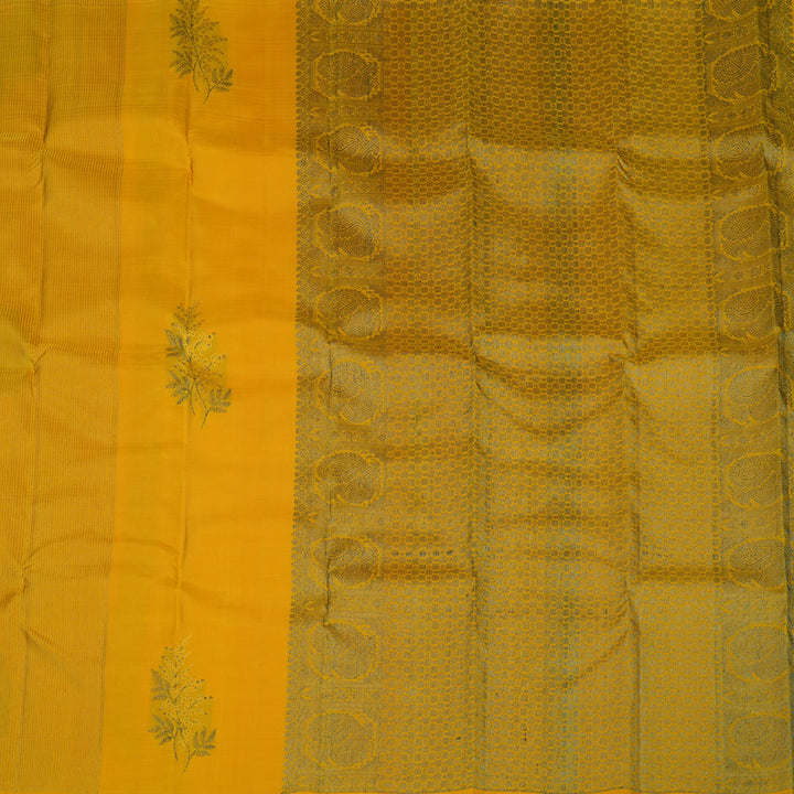Hayagrivas Handloom Turmeric Yellow Kanjivaram Silk Saree KBF40D3-1
