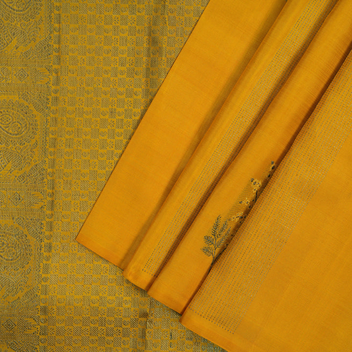 Hayagrivas Handloom Turmeric Yellow Kanjivaram Silk Saree KBF40D3-1