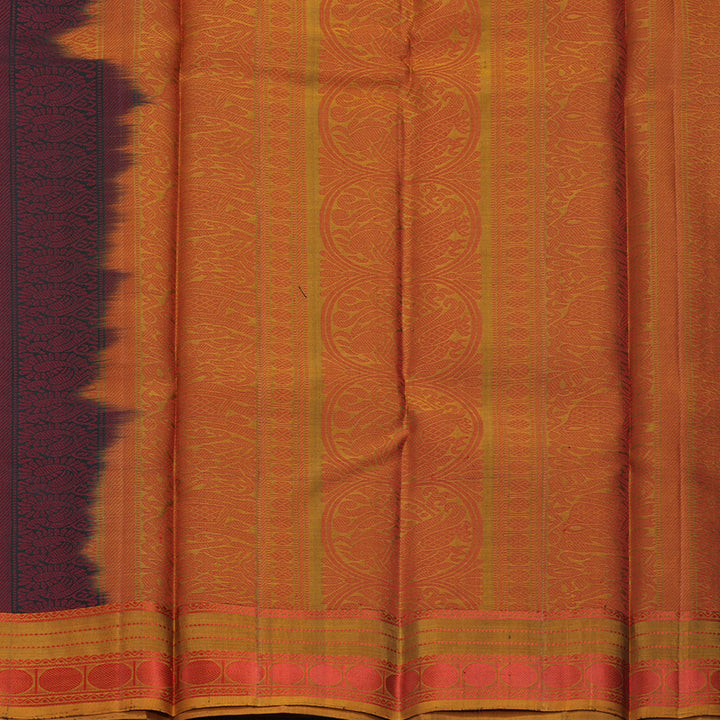 Hayagrivas Handloom Black Kanjivaram Silk Saree with Honey Mustard Border KBF410F5-1
