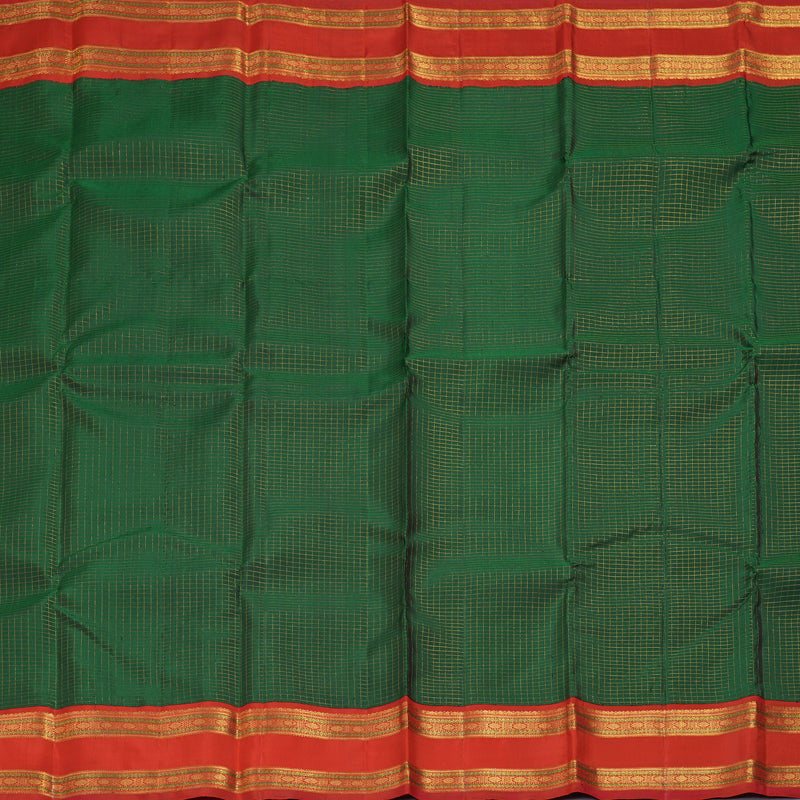 Hayagrivas Handloom Bottle Green Kanjivaram Silk Saree with Red Border KBF411F1-1
