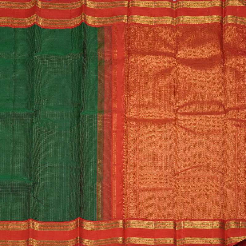 Hayagrivas Handloom Bottle Green Kanjivaram Silk Saree with Red Border KBF411F1-1