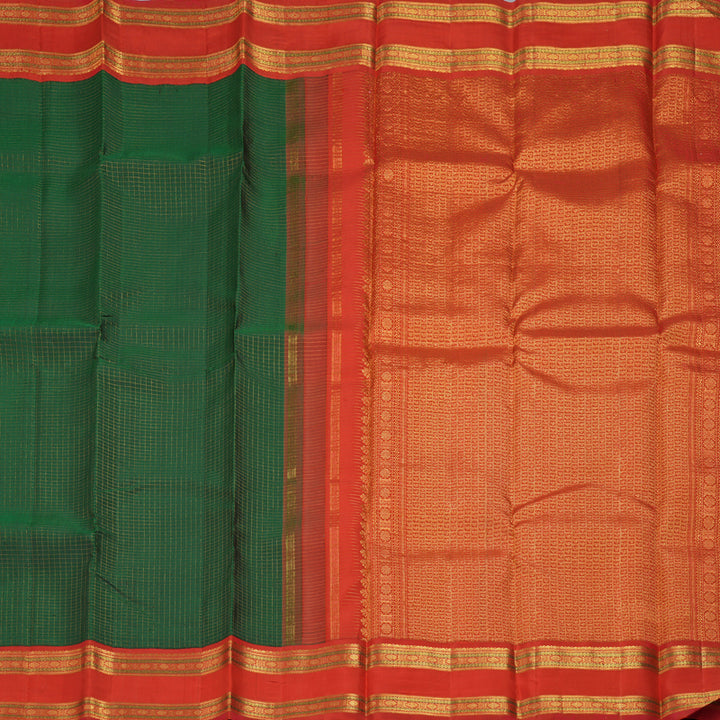 Hayagrivas Handloom Bottle Green Kanjivaram Silk Saree with Red Border KBF411F1-1