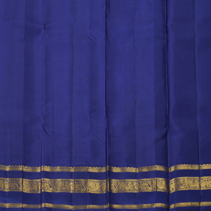 Hayagrivas Handloom Pista Green Kanjivaram Silk Saree with Dark Blue Border KBF411F16-1