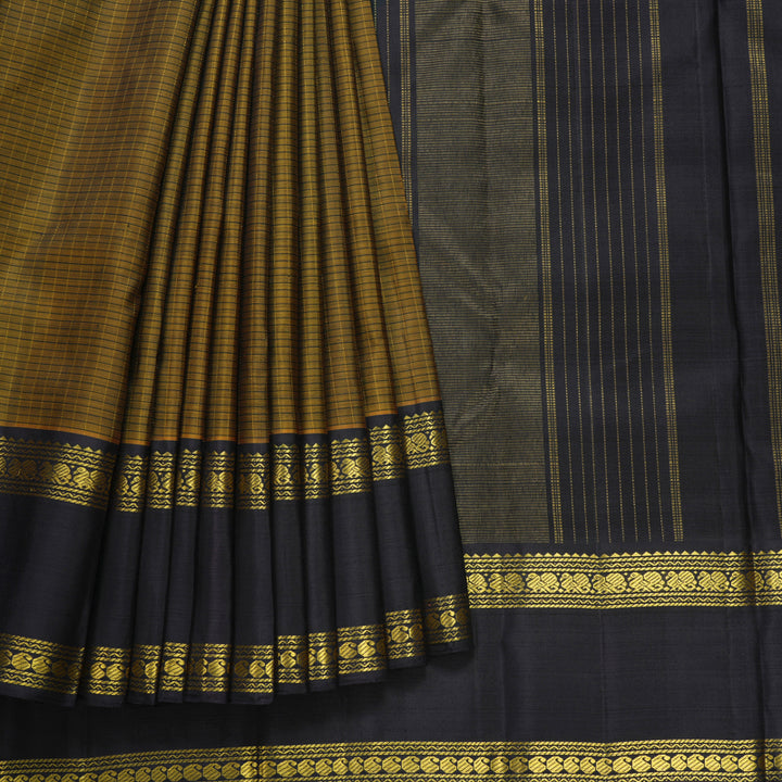 Hayagrivas Handloom Honey Mustard Kanjivaram Silk Saree with Kanchana Brown Border KBF411F20-1