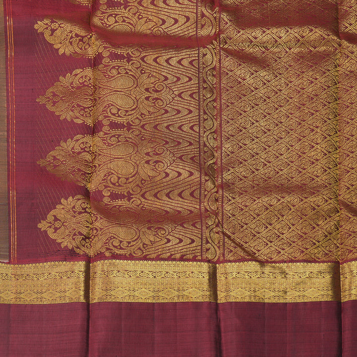 Hayagrivas Handloom Pale Yellow Kanjivaram Silk Saree with Ganga Jamuna Border KBF411F22-1