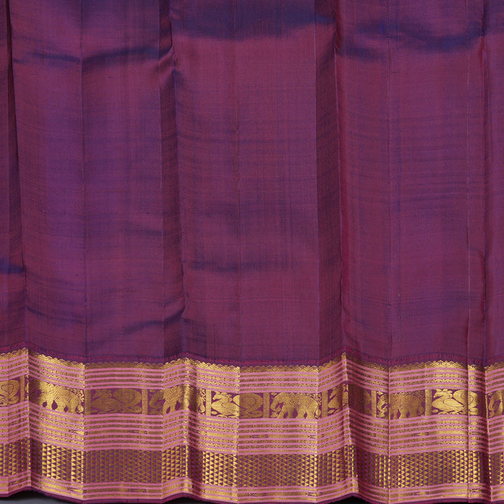 Hayagrivas Handloom Beige Kanjivaram Silk Saree with Dark Purple Border KBF411F26-1