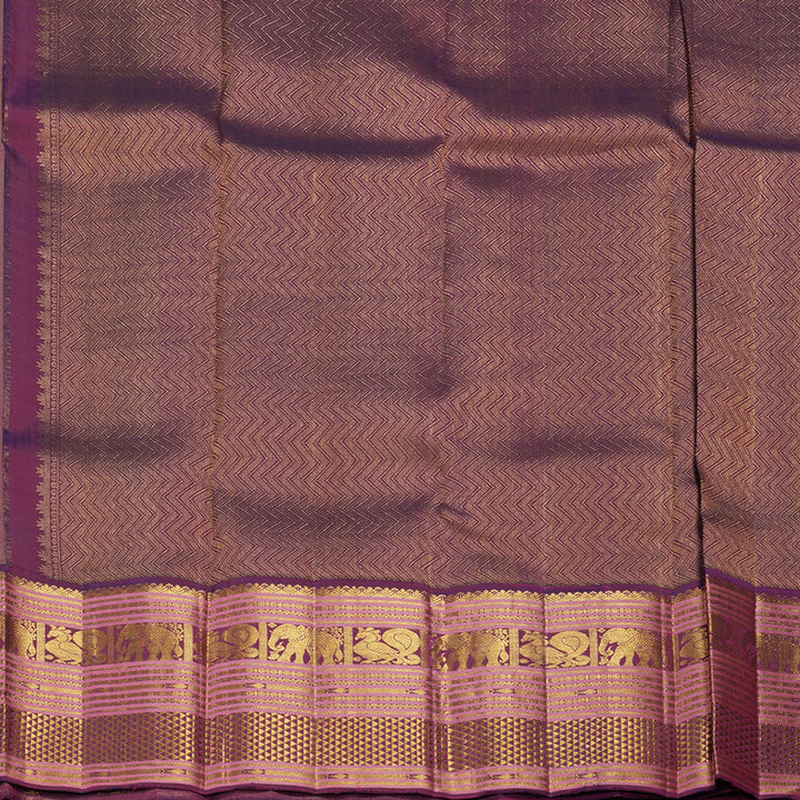 Hayagrivas Handloom Beige Kanjivaram Silk Saree with Dark Purple Border KBF411F26-1