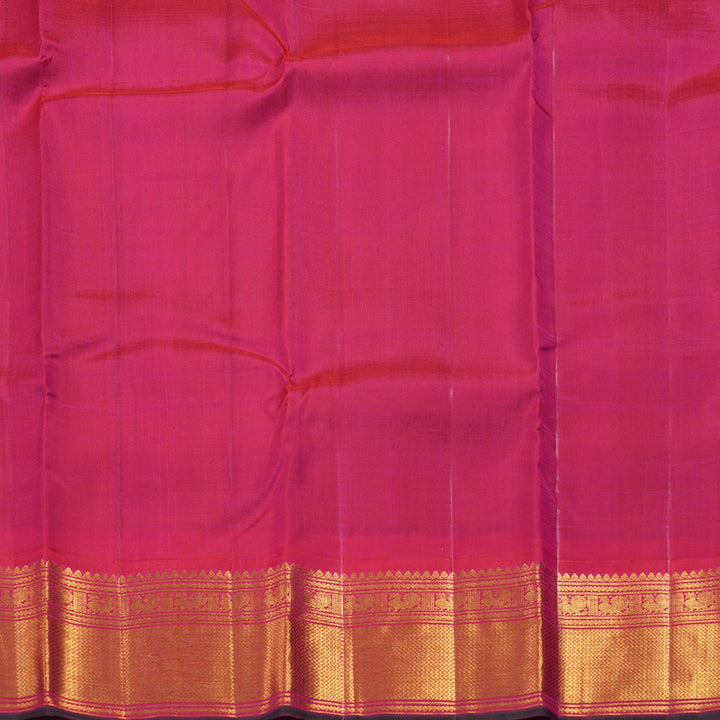 Hayagrivas Handloom Bottle Green Kanjivaram Silk Saree with Pink Border KBF411F35-1