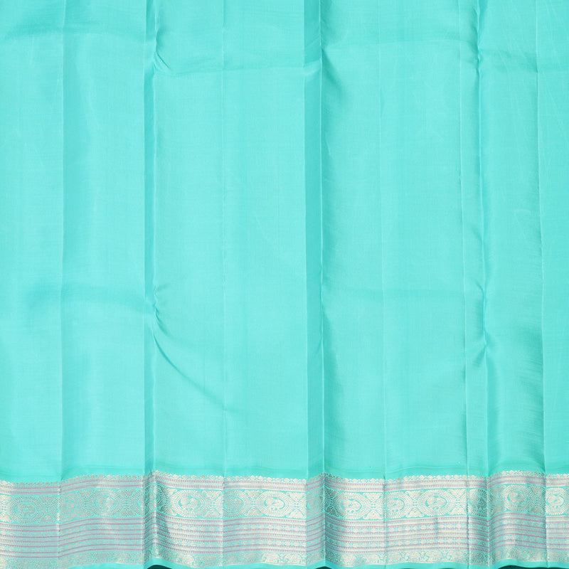 Hayagrivas Handloom Baby Pink Kanjivaram Silk Saree with Bright Teal Border KBF411F4-1