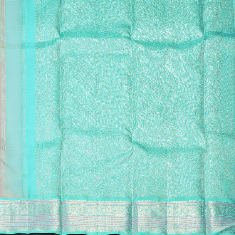Hayagrivas Handloom Baby Pink Kanjivaram Silk Saree with Bright Teal Border KBF411F4-1