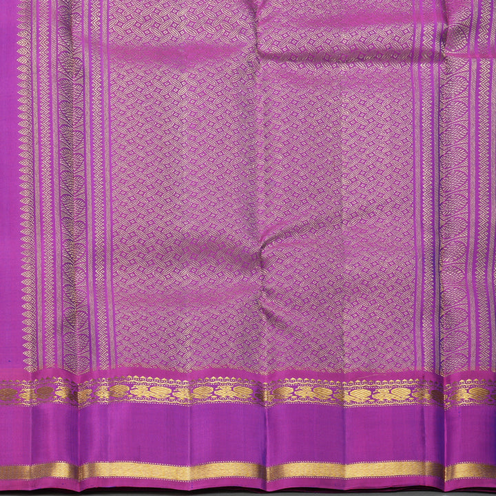Hayagrivas Handloom Fluorescent Green Kanjivaram Silk Saree with Purple Border KBF411F6-1
