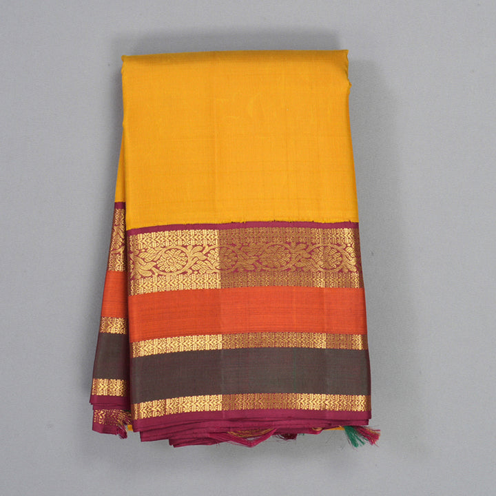 Hayagrivas Handloom Mango Yellow Kanjivaram Silk Saree KBF411F8-1