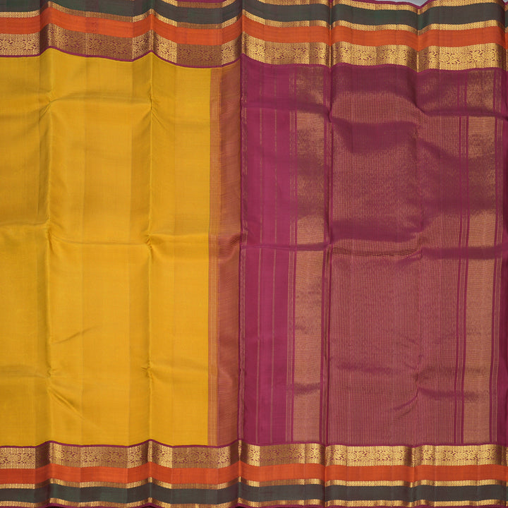 Hayagrivas Handloom Mango Yellow Kanjivaram Silk Saree KBF411F8-1
