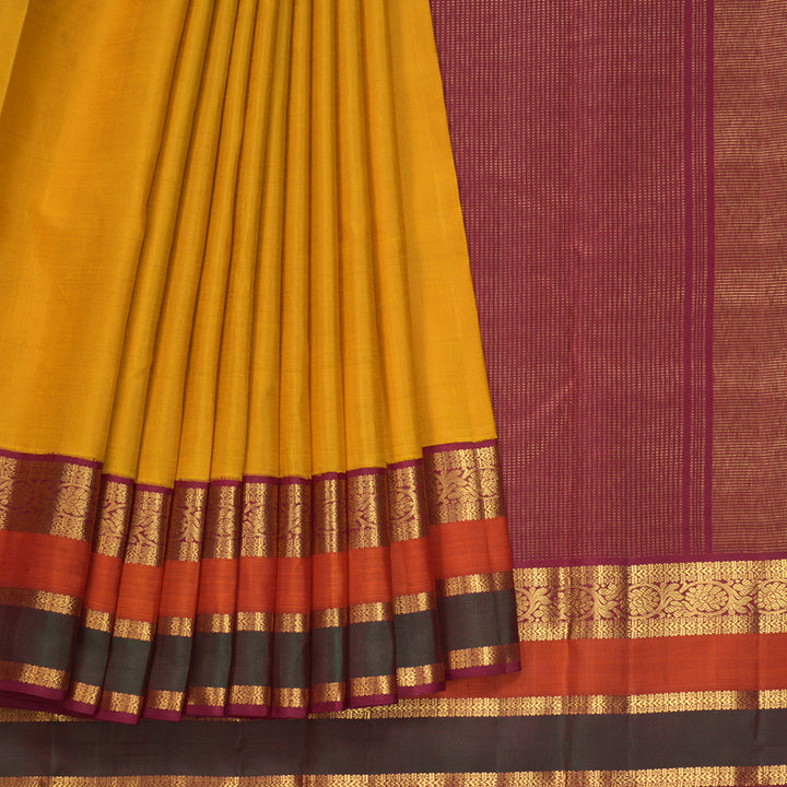 Hayagrivas Handloom Mango Yellow Kanjivaram Silk Saree KBF411F8-1