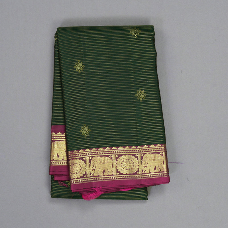 Hayagrivas Handloom Bottle Green Kanjivaram Silk Saree with Purple Border KBF412F10-2