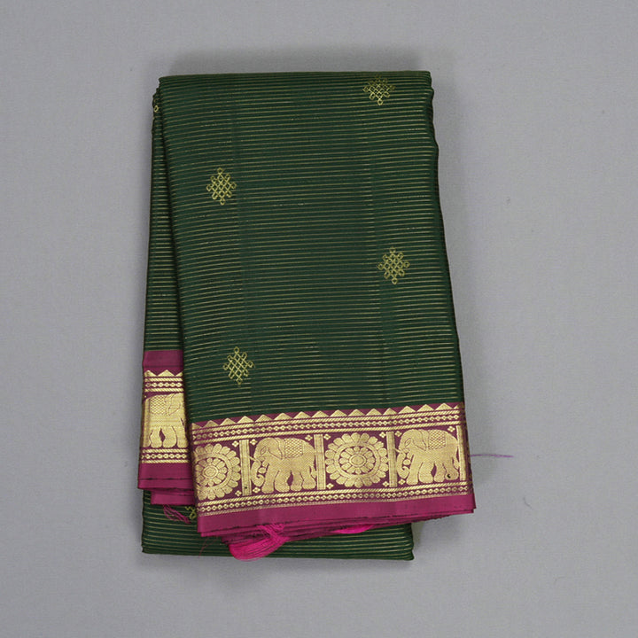 Hayagrivas Handloom Bottle Green Kanjivaram Silk Saree with Purple Border KBF412F10-2