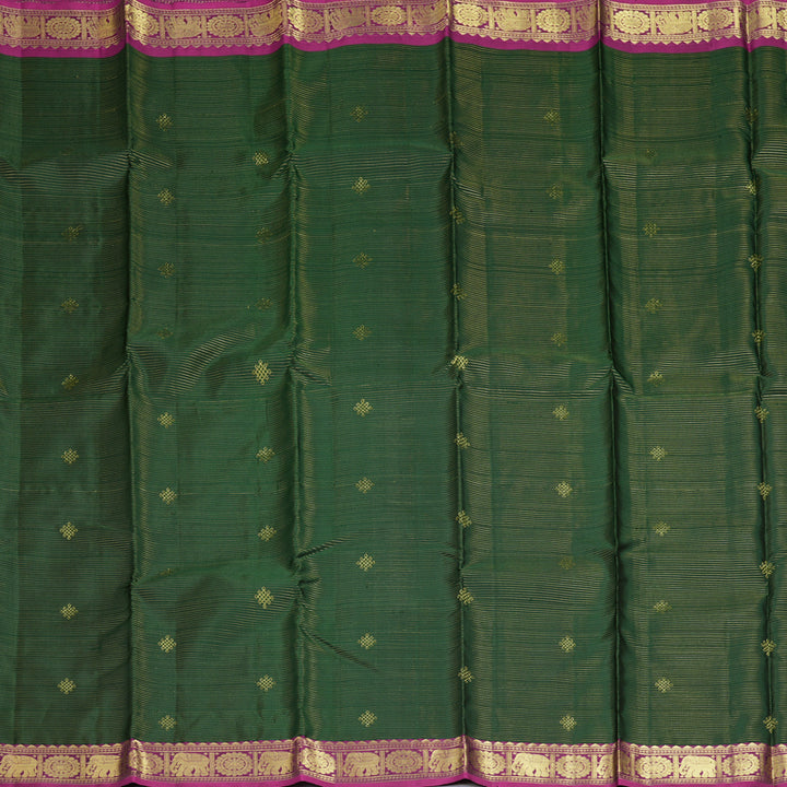 Hayagrivas Handloom Bottle Green Kanjivaram Silk Saree with Purple Border KBF412F10-2