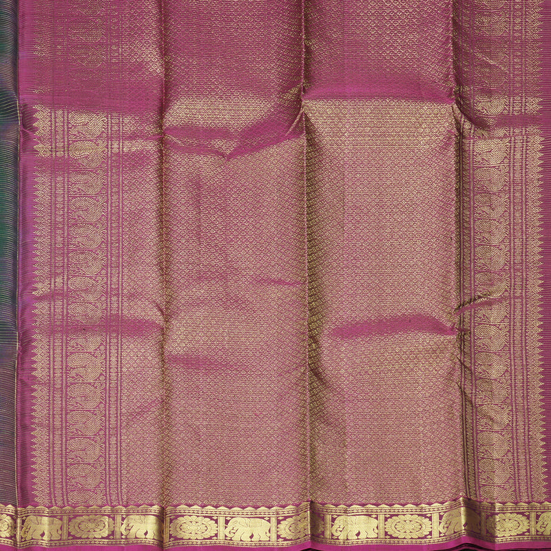 Hayagrivas Handloom Bottle Green Kanjivaram Silk Saree with Purple Border KBF412F10-2