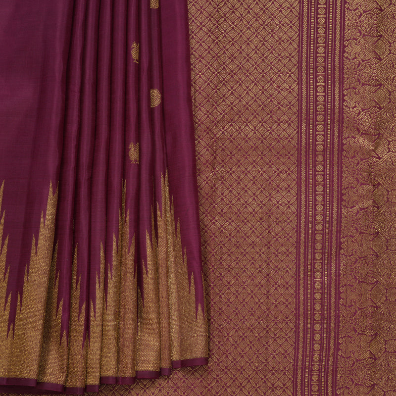 Hayagrivas Handloom Burgundy Kanjivaram Silk Saree KBF412F11-1