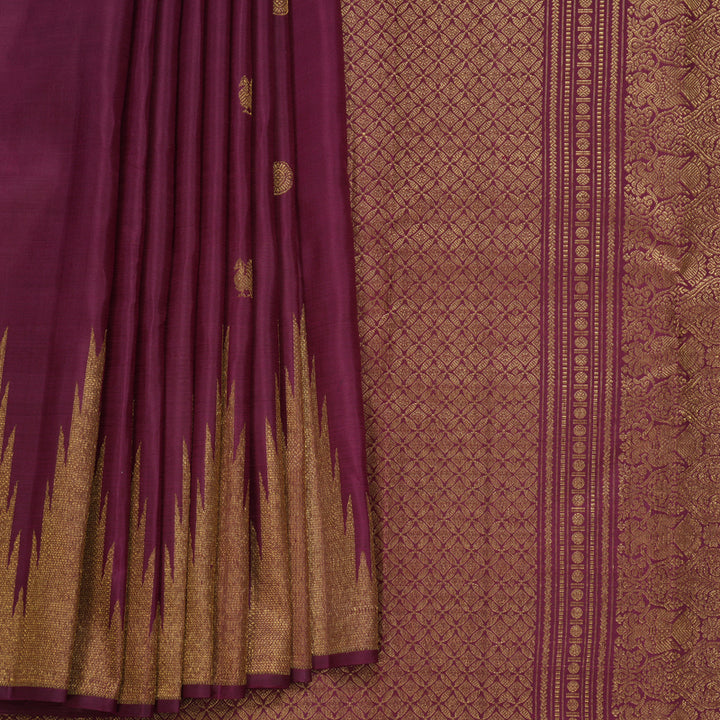 Hayagrivas Handloom Burgundy Kanjivaram Silk Saree KBF412F11-1