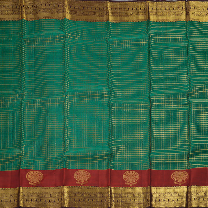 Hayagrivas Handloom Green Kanjivaram Silk Saree with Coffee Brown Border KBF412F3-1